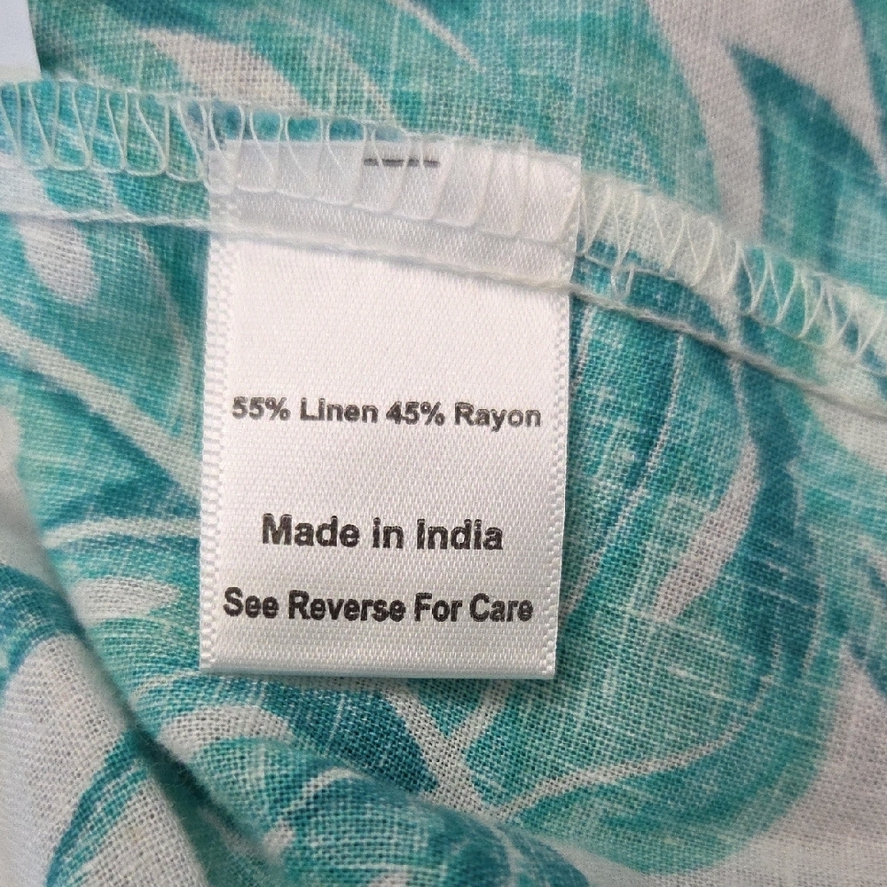 Coral Bay Teal and Black Leaf Print Top - Picture 6 of 7